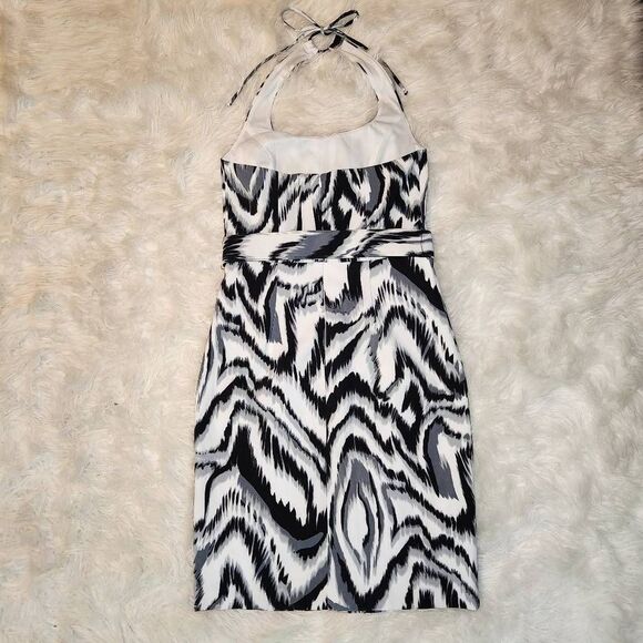 New Cache Y2K Abstract Belted Halter Mini Dress - Picture 10 of 11